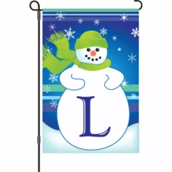 Accent Home & Garden 12 In. Winter Monogram Flag - L Accent