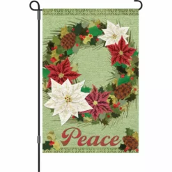 Accent Home & Garden Accent 12 In. Flag - Poinsettia Wreath