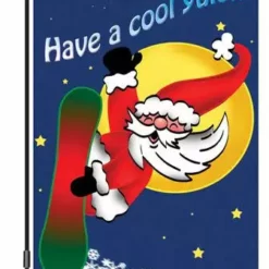 Accent Home & Garden - Sale 12 In. Flag - Snowboarding Santa