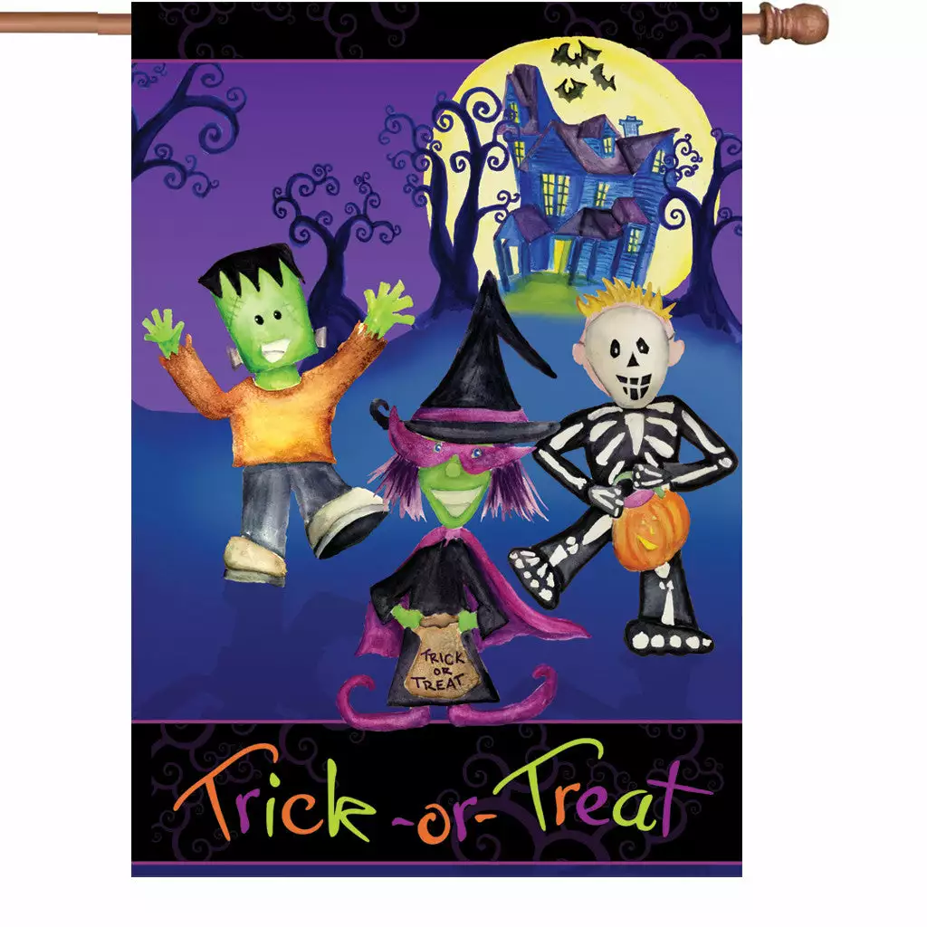 Accent Home & Garden Accent 28 In. Halloween House Flag - Trick-or-Treater Monsters 3 Accent Home & Garden Accent 28 In. Halloween House Flag - Trick-or-Treater Monsters