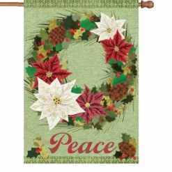 Accent Home & Garden Accent 28 In. Flag - Poinsettia Wreath