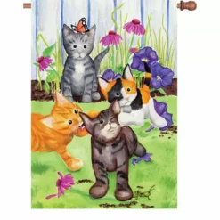 Accent Home & Garden 28 In. Flag - Kitten Flowerbed