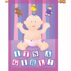 Accent Home & Garden Accent 28 In. Flag - Baby Girl