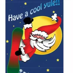 Accent Home & Garden - Sale 28 In. Flag - Snowboarding Santa