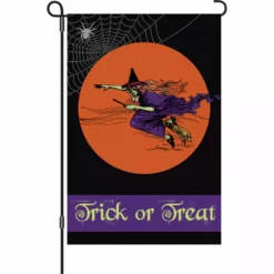 Accent Home & Garden 12 In. Halloween Garden Flag - Flying Witch Accent