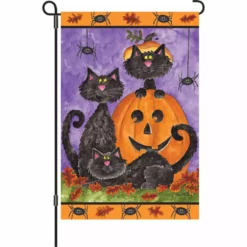 Accent Home & Garden Accent 12 In. Halloween Garden Flag - Three Black Cats