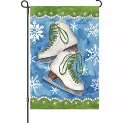 Accent Home & Garden 12 In. Flag - Ice Skates & Snow Accent