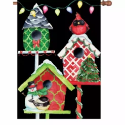 Accent Home & Garden Accent 28 In. Flag - Christmas Birdhouses