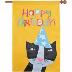 Accent Home & Garden Applique Flag - Birthday Kitty Accent