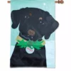 Accent Home & Garden Applique Flag - Christmas Black Lab Accent