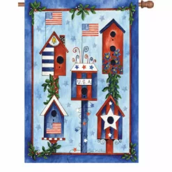 Accent Home & Garden Accent 28 In Flag Red White Blue Birdhouse