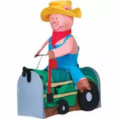 Accent Home & Garden Accent Mailbox Cover - Pig On Tractor