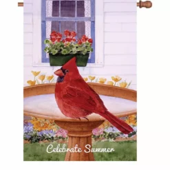 Accent Home & Garden 28 In. Flag - Cardinal And Geraniums